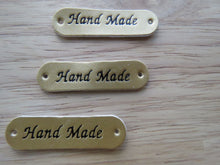 Load image into Gallery viewer, 10 Gold Hand Made PU Leather labels 45 x10mm