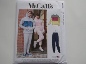 McCalls M8249- Sz XL- XXXL Trackpants  hoodie sweatshirt pattern for knits- unisex