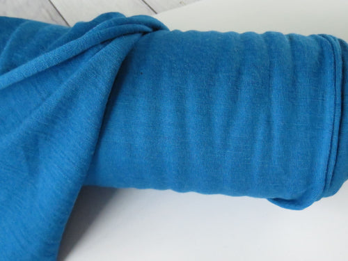 1.5m Bowron Bay Teal Blue 200g 100% merino jersey knit 130cm wide