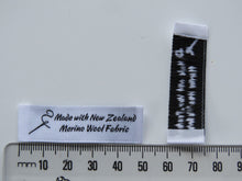 Load image into Gallery viewer, 25 Needle Thread White Made with NZ Merino wool fabric woven labels 50 x 15mm