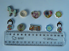 Load image into Gallery viewer, 10 Mixed Set of buttons as shown in photos - see photo with ruler for sizes