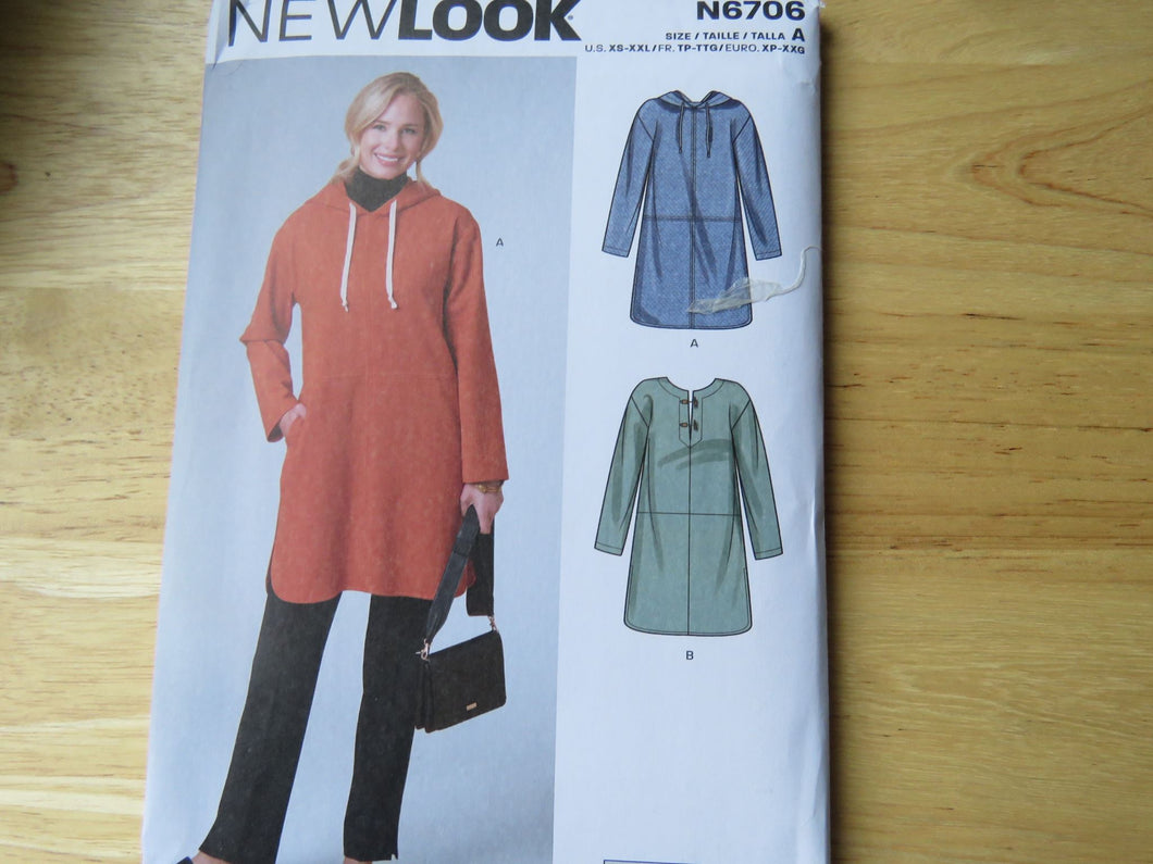New Look N6706 Long sweatshirt, tunic or coat pattern- use our merino fabric