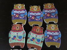 Load image into Gallery viewer, 9 Large bear buttons 35mm high x 23mm wide approx.