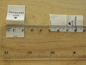 25 Handmade with Heart cotton flag labels 20x 20mm