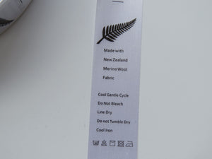 20 Fern Symbol White satin tape Washing Instructions/ Handmade New Zealand Merino Wool Labels