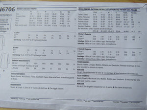 New Look N6706 Long sweatshirt, tunic or coat pattern- use our merino fabric
