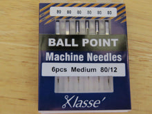 Load image into Gallery viewer, 80/12 Klasse Ball Point Machine Needles- 6 needles in a pack.