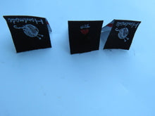 Load image into Gallery viewer, 10 Black Knitting Needles and Wool Handmade with Red heart woven flag labels