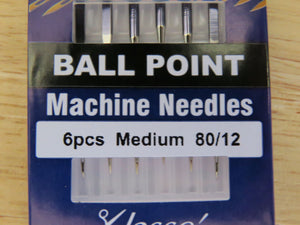 80/12 Klasse Ball Point Machine Needles- 6 needles in a pack.