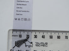 Load image into Gallery viewer, 10 Fern Symbol White Satin tape Washing Instructions/ Handmade New Zealand Merino Wool Labels