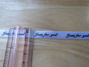 5 yards Just for You White Satin Ribbon 10mm
