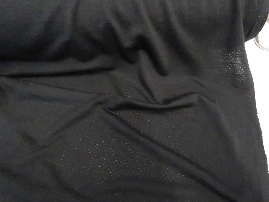 1.7m Sambuck Black 54% merino 46% polyester eyelet fabric 140g- precut