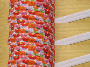 5m Zinnia Flower Print 15mm Fold over FOE Foldover Elastic 5m