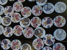 Load image into Gallery viewer, 11 Large Single Cat print 25mm buttons- white back 2 holes
