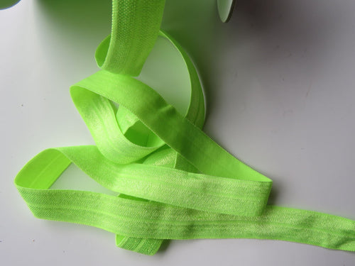 1m Lime Green  Fold Over Foldover Elastic 15mm wide