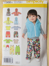 Load image into Gallery viewer, Simplicity 1566A Toddler Hoodie, tshirt, leggings, overalls, vest pattern