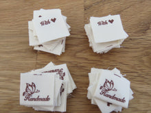 Load image into Gallery viewer, 50 Butterfly Hand made  with heart (love) cotton flag labels. 2 x 2cm