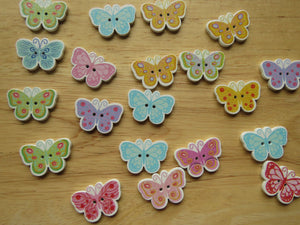 10 Mixed Print Butterfly buttons 23x 16mm