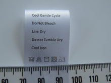 Load image into Gallery viewer, 10 Fern Symbol White Satin tape Washing Instructions/ Handmade New Zealand Merino Wool Labels