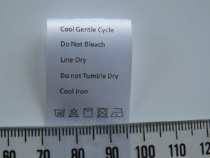 10 Fern Symbol White Satin tape Washing Instructions/ Handmade New Zealand Merino Wool Labels