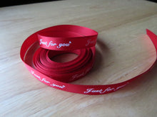 Load image into Gallery viewer, 5 yards Just for You Red Satin Ribbon 10mm