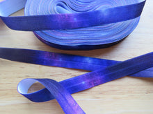 Load image into Gallery viewer, 1m Purple Galaxy Star print fold over elastic FOE foldover 15mm wide