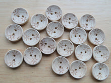 Load image into Gallery viewer, 10 Flower stem wood look buttons 20mm diameter