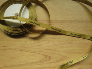 1m Gold Handmade Labels Satin Ribbon 50 x 10mm