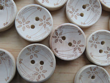 Load image into Gallery viewer, 10 Flower stem wood look buttons 20mm diameter