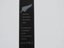 Load image into Gallery viewer, 4 Black Satin washing instructions/ made with NZ Merino wool labels