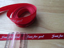 Load image into Gallery viewer, 5 yards Just for You Red Satin Ribbon 10mm