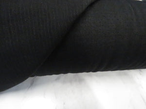 1.7m Sambuck Black 54% merino 46% polyester eyelet fabric 140g- precut