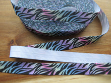 Load image into Gallery viewer, 1m Rainbow Zebra Fold Over Elastic 15mm wide FOE Foldover