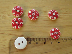 6 red Buttons white spot with red dot inside 15mm