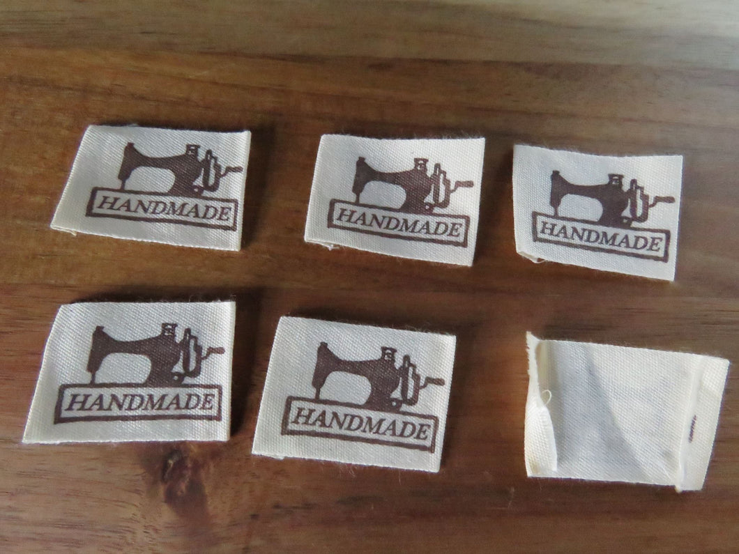 6 Cotton Handmade Labels with Sewing Machine 45 x 25mm