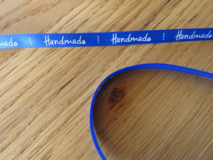 5m Royal Blue satin Handmade Ribbon  labels are approx. 50 x 10mm