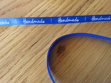 Load image into Gallery viewer, 1m Royal Blue satin Handmade Ribbon  labels are approx. 50 x 10mm