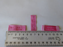 Load image into Gallery viewer, 25 Pink Hand made with Love and Double Heart Labels 45x 15mm approx.