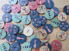 Load image into Gallery viewer, 53 Mixed Beach Print buttons- bikini, sun umbrella, lighthouse, yacht, fish etc