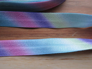 2.5m Diagonal Pastel Rainbow Print fold over elastic 15mm foldover foe.