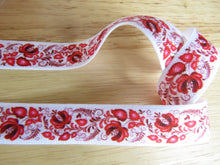 Load image into Gallery viewer, 1m Printed Fold over elastic 15mm- red floral