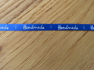 1m Royal Blue satin Handmade Ribbon  labels are approx. 50 x 10mm
