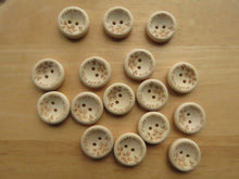 Load image into Gallery viewer, 10 Made with Love and Flowers wood look buttons 20mm