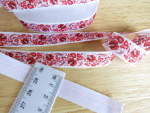 Load image into Gallery viewer, 1m Printed Fold over elastic 15mm- red floral