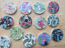 Load image into Gallery viewer, 10 Tropical Leaves and Flower Prints 25mm Buttons-random mixed set
