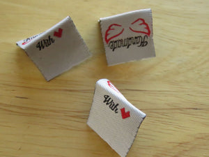 6 White Handmade 2 wings and with heart symbol for love on back satin flag label