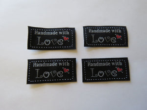 25 Black Handmade with Love Labels