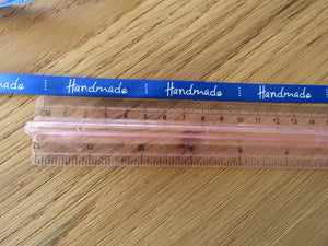 1m Royal Blue satin Handmade Ribbon  labels are approx. 50 x 10mm