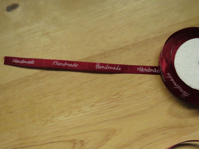 1m Wine Handmade Labels Ribbon 50 x 10mm