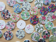 Load image into Gallery viewer, 10 Tropical Leaves and Flower Prints 25mm Buttons-random mixed set